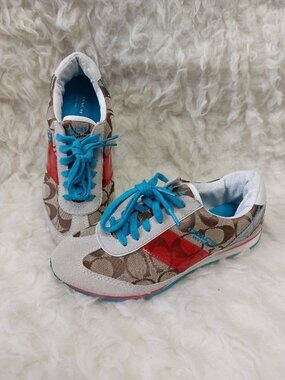 Coach Mae Monogram Lace Up Athletic Canvas Sneaker Multi Colors Style A1694 6M